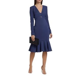 Badgley Mischka Stretch Crepe Twist Top Dress